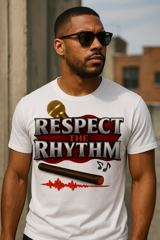 Respect the Rhythm™ Tee – Mic, Cigar & Soundwave Graphic
