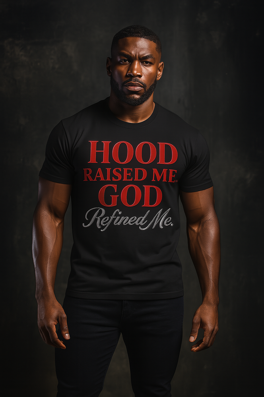 Hood Raised Me. God Refined Me.™ Unisex t-shirt